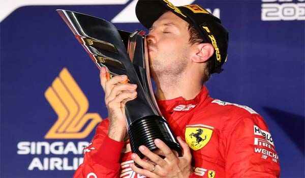 Ferrari driver S. Vettel won 2019 Singapore Grand Prix title