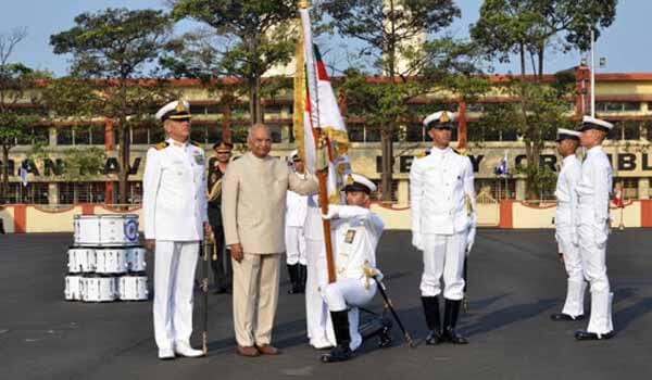President Ram Nath Kovind presented President's Colours to INS Shivaji