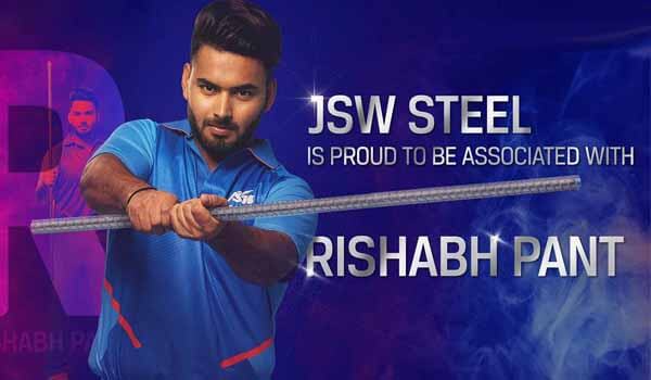 JSW Steel signed Rishabh Pant as its new Brand Ambassador