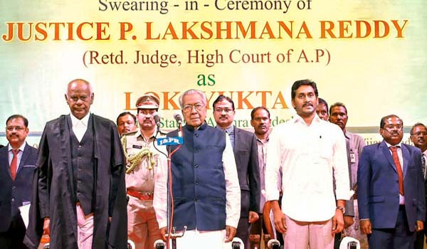 P. Lakshmana Reddy takes charge as first Lokayukta of Andhra Pradesh