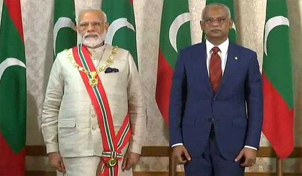 PM Modi honored with Maldives' Highest Award 