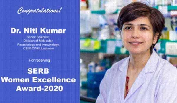 Dr. Niti Kumar awarded with 2020 SERB Women Excellence Award