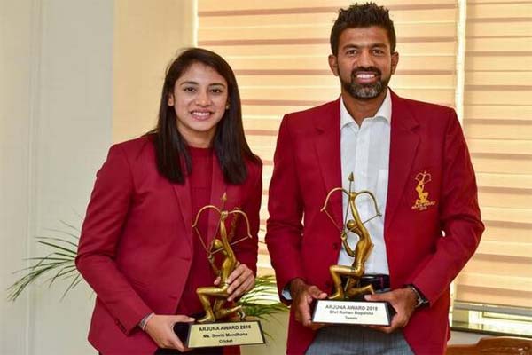 Rohan Bopanna & Smriti Mandhana Honored With Arjuna Award 2019